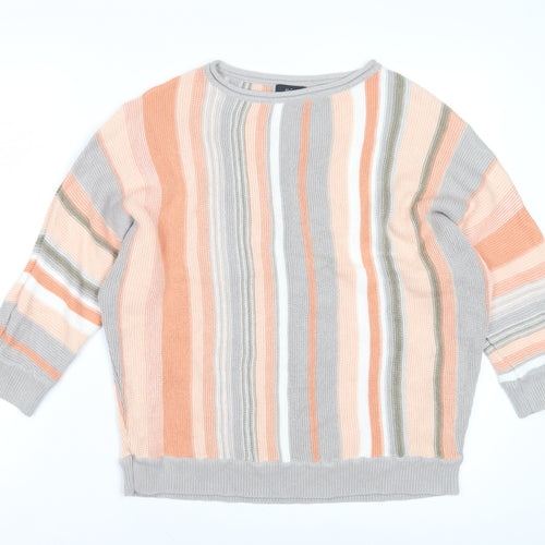 M&Co Women's Multicoloured Striped Cotton Jumper, Size 14