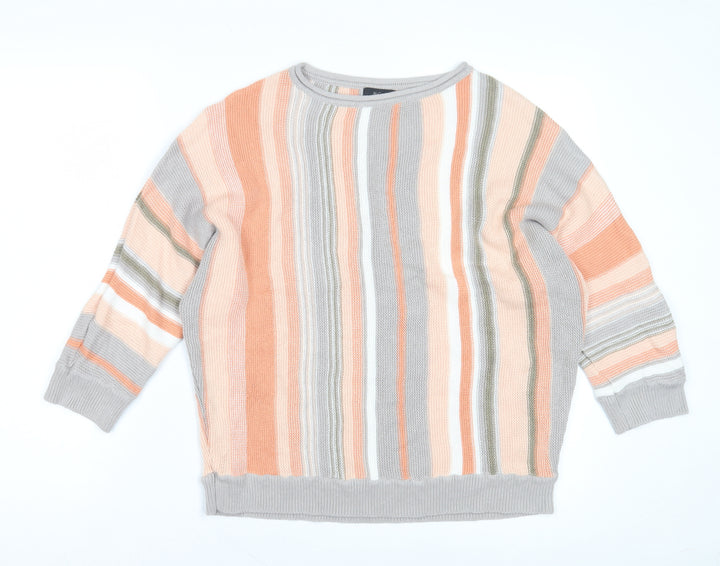 M&Co Women's Multicoloured Striped Cotton Jumper, Size 14