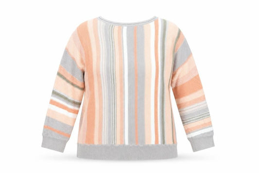 Front view of M&Co Women's Multicoloured Striped Cotton Jumper, size 14