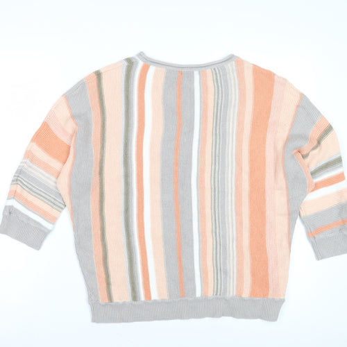M&Co Women's Multicoloured Striped Cotton Jumper, Size 14