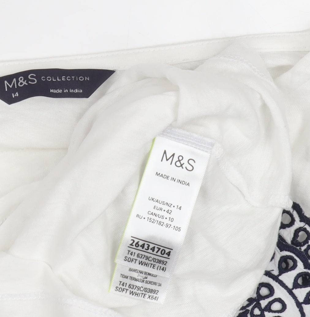 Marks and Spencer Women's White T-Shirt Size 14