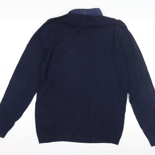 Next Men's Blue Long Sleeve Polo Shirt Size M