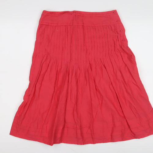 Marks and Spencer Women's Red Pleated Cotton Skirt Size 8