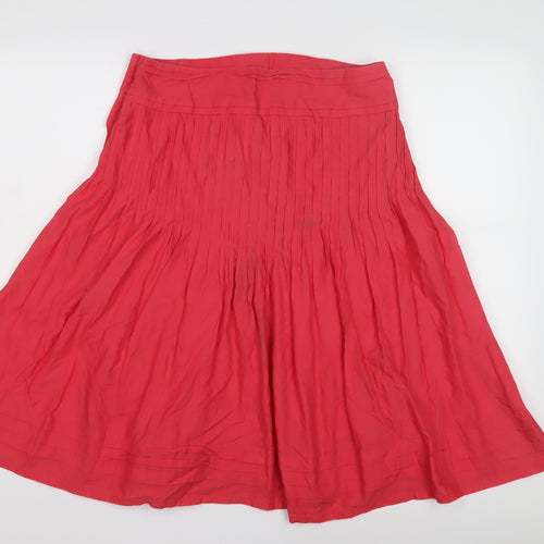 Marks and Spencer Women's Red Pleated Cotton Skirt Size 8