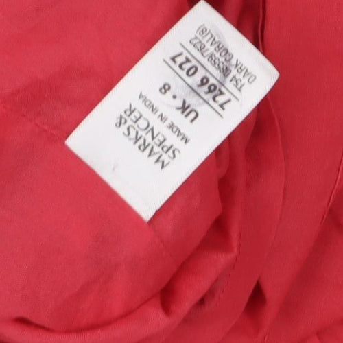 Marks and Spencer Women's Red Pleated Cotton Skirt Size 8