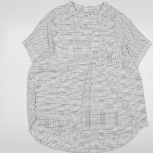 Whistles Women's White S Check Blouse with Collared Neck