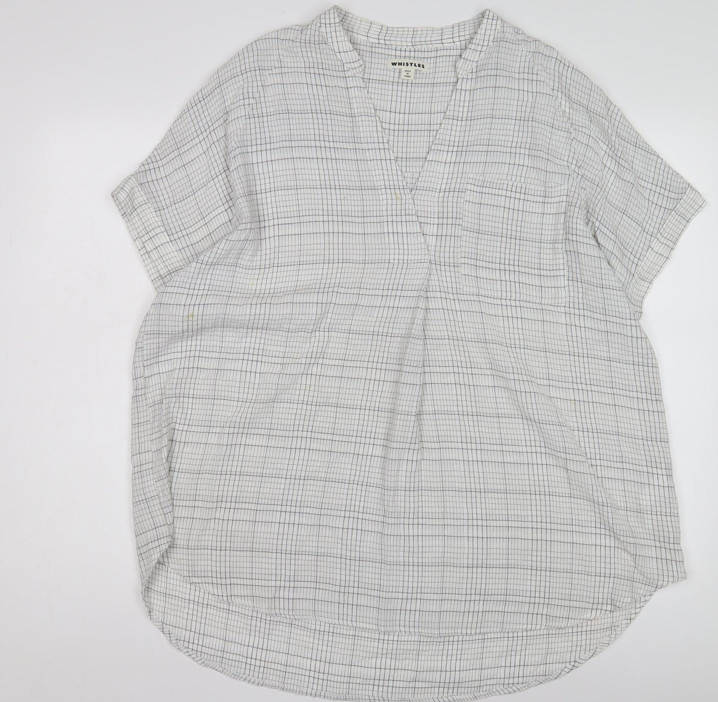 Whistles Women's White S Check Blouse with Collared Neck