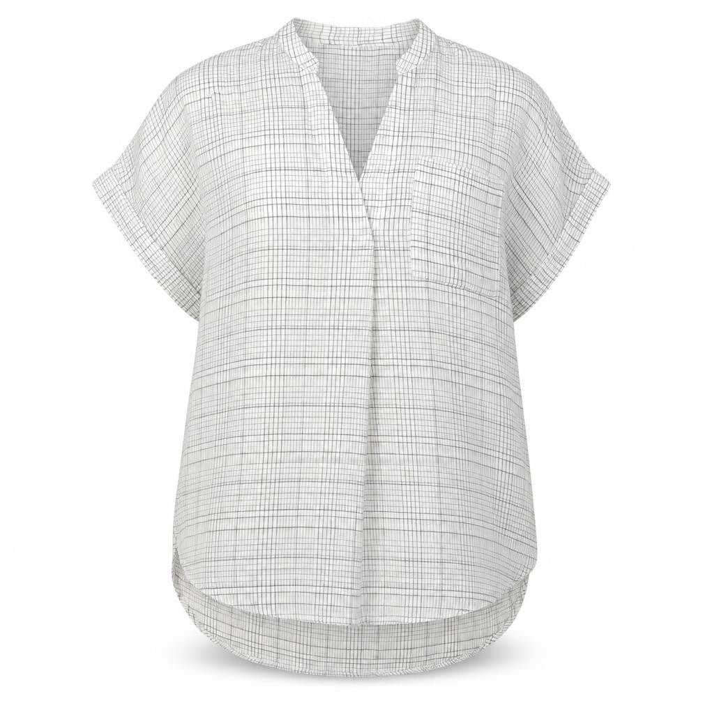 Front view of Whistles Women's White S Check Blouse with Collared Neck