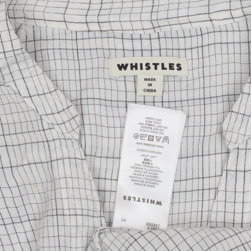 Whistles Women's White S Check Blouse with Collared Neck