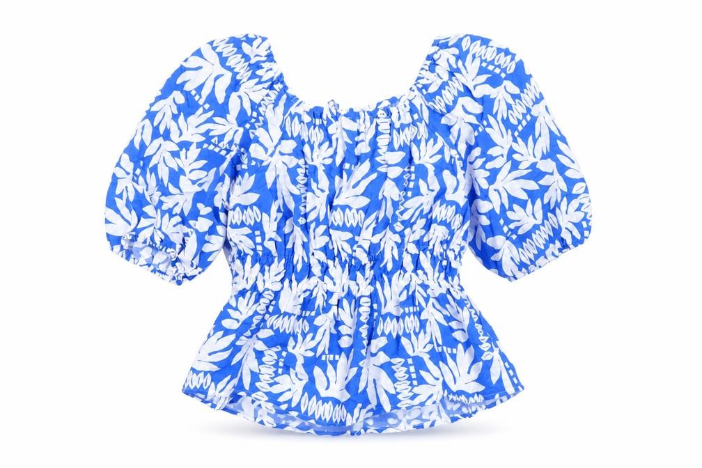 Front view of Marks & Spencer Women's Blue Floral Blouse, size 10