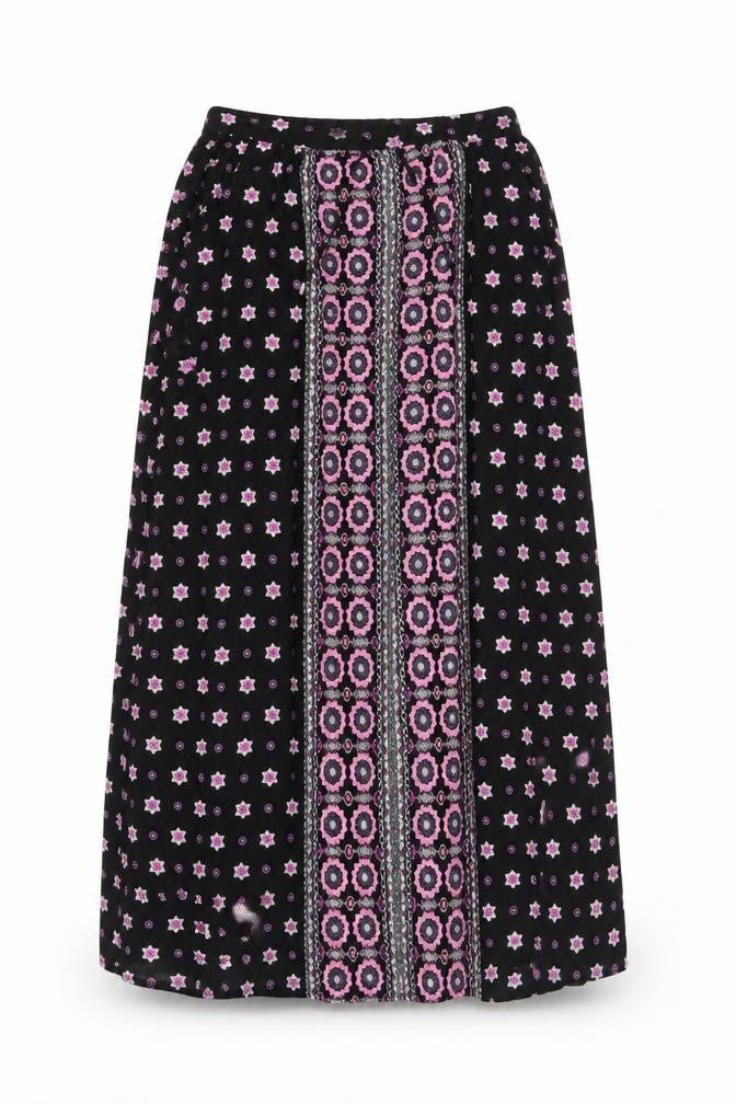 Front view of M&Co Women's Floral A-Line Midi Skirt, size 14