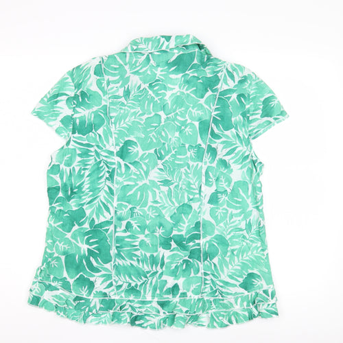 Per Una Women's Green Floral Blouse, Size 18, Cotton