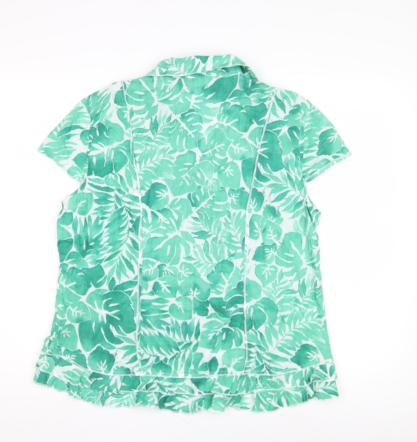 Per Una Women's Green Floral Blouse, Size 18, Cotton