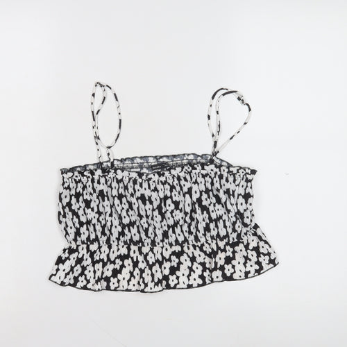 Bershka Women's Black Floral Camisole Size 12