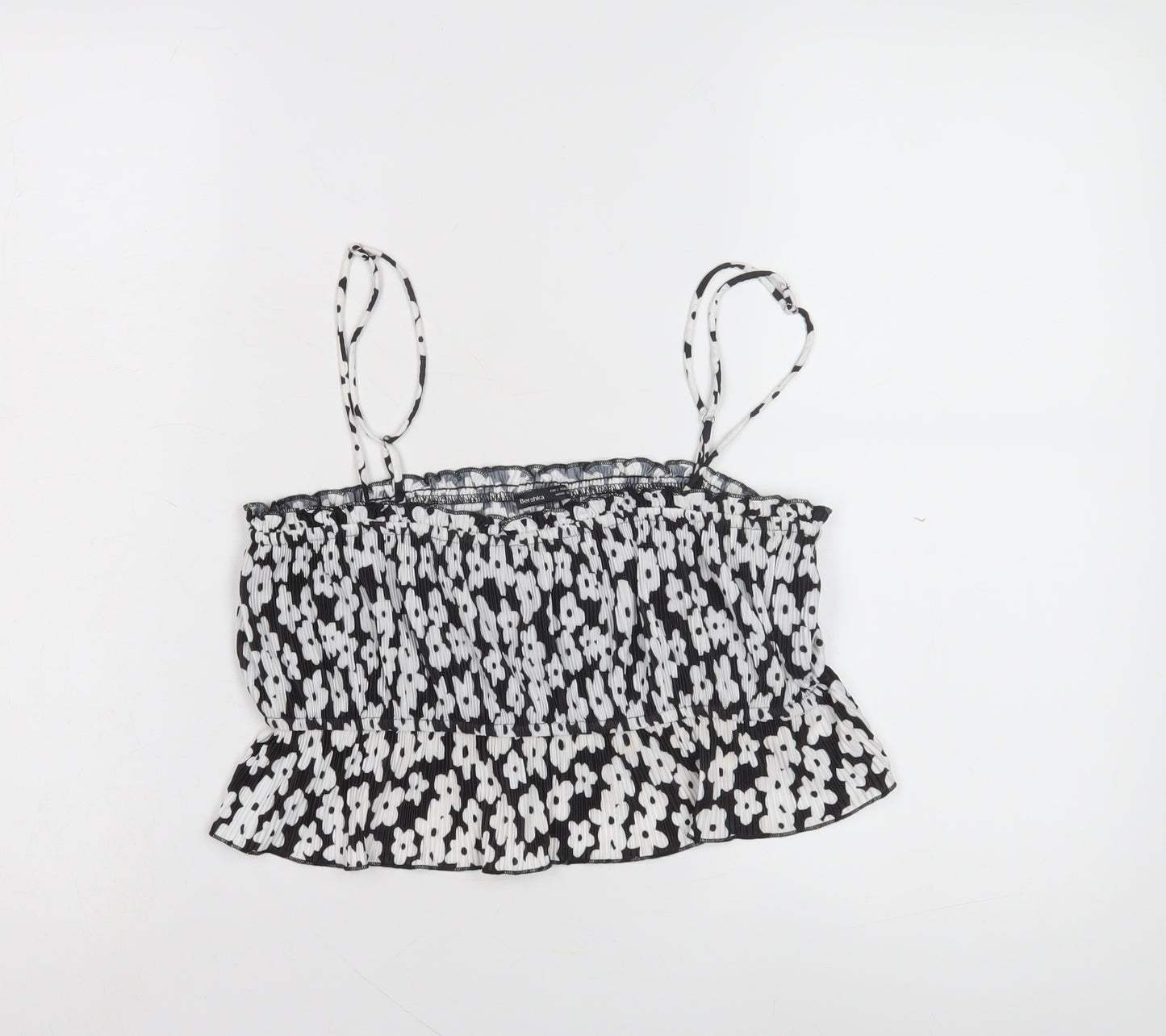 Bershka Women's Black Floral Camisole Size 12