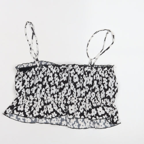 Bershka Women's Black Floral Camisole Size 12