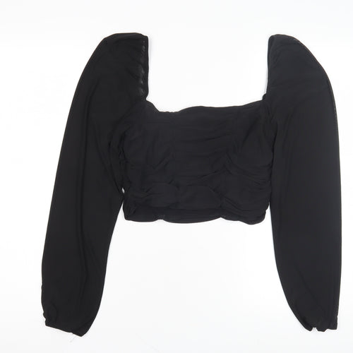 H&M Women Black Cropped Top L Long Sleeve