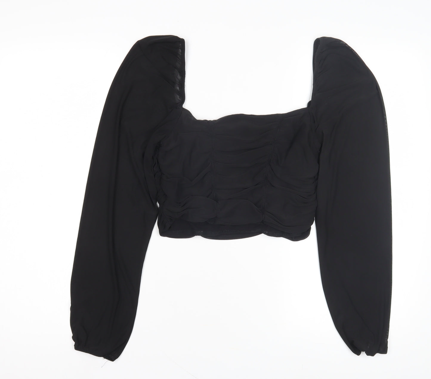 H&M Women Black Cropped Top L Long Sleeve