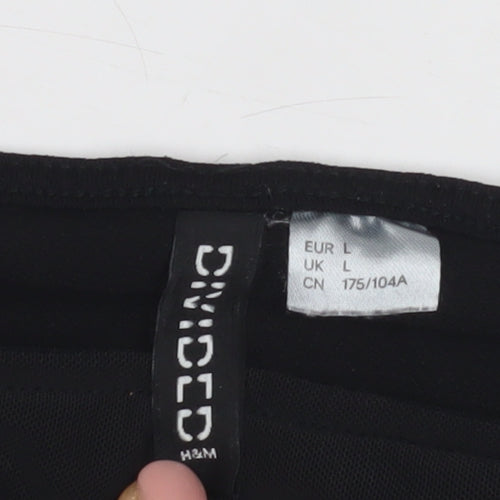 H&M Women Black Cropped Top L Long Sleeve