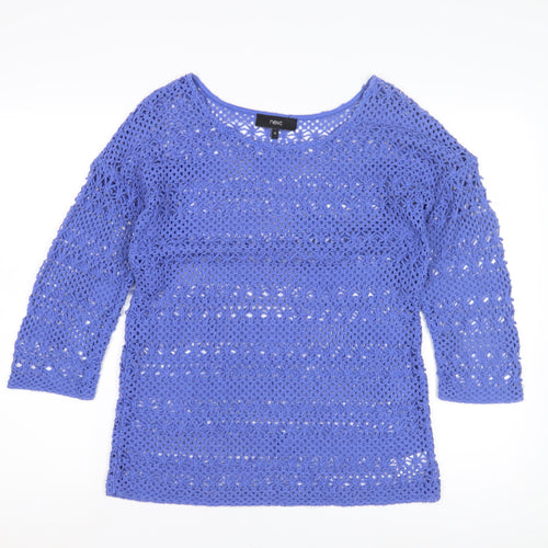 Next Women's Blue Crochet Pullover Jumper Size 10