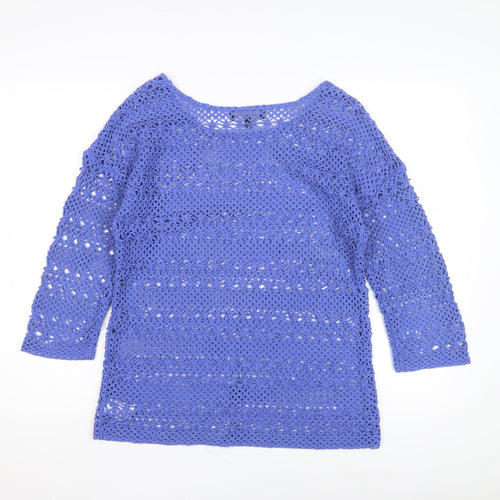 Next Women's Blue Crochet Pullover Jumper Size 10