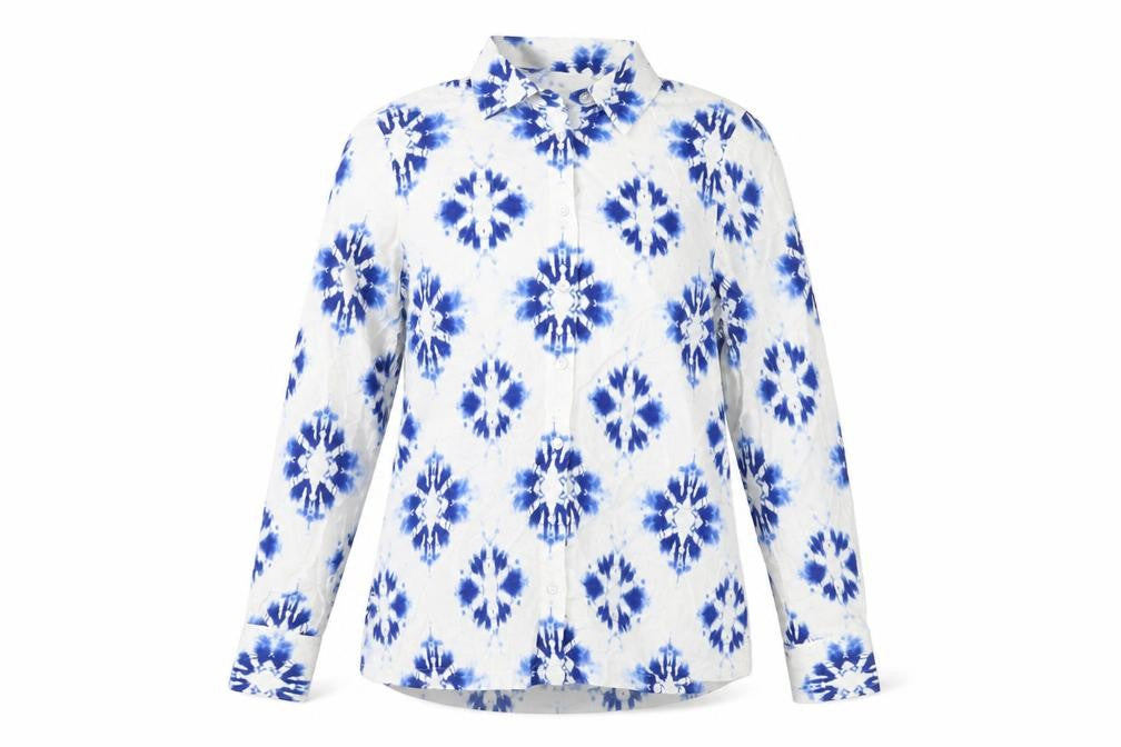 Front view of Marks & Spencer Women's Multicoloured Button-Up Shirt, size 8