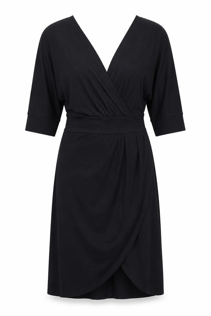 Front view of Warehouse Women’s Black Halter Dress, size UK 12