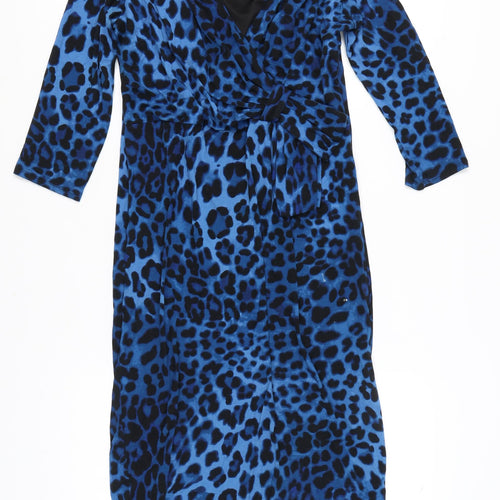 Per Una Women's Blue Animal Print Wrap Dress Size 12