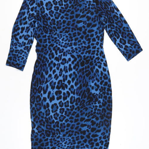 Per Una Women's Blue Animal Print Wrap Dress Size 12