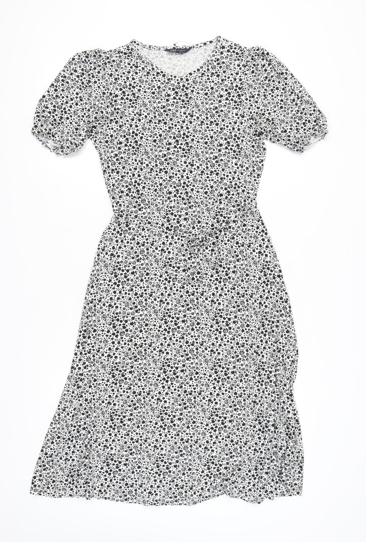 Marks and Spencer Women’s Black Floral Midi Dress Size 12