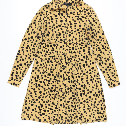 Wednesday's Girl Women's Yellow XS Animal Print Shirt Dress