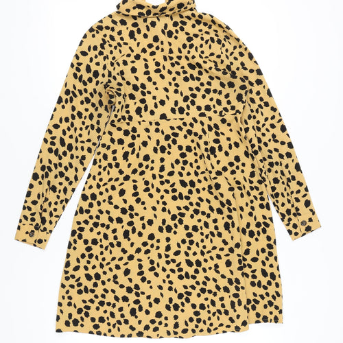Wednesday's Girl Women's Yellow XS Animal Print Shirt Dress
