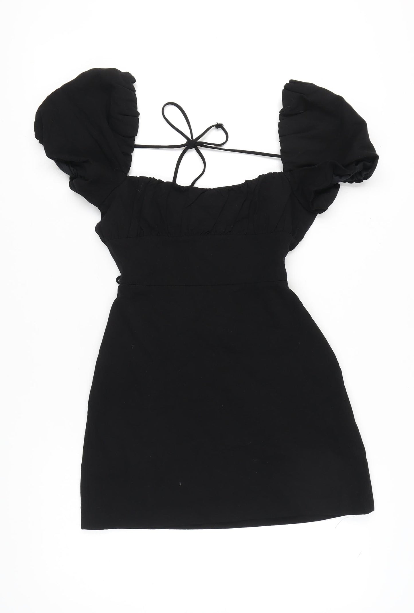 Zara Women's Black Puff Sleeve Dress - Size 12