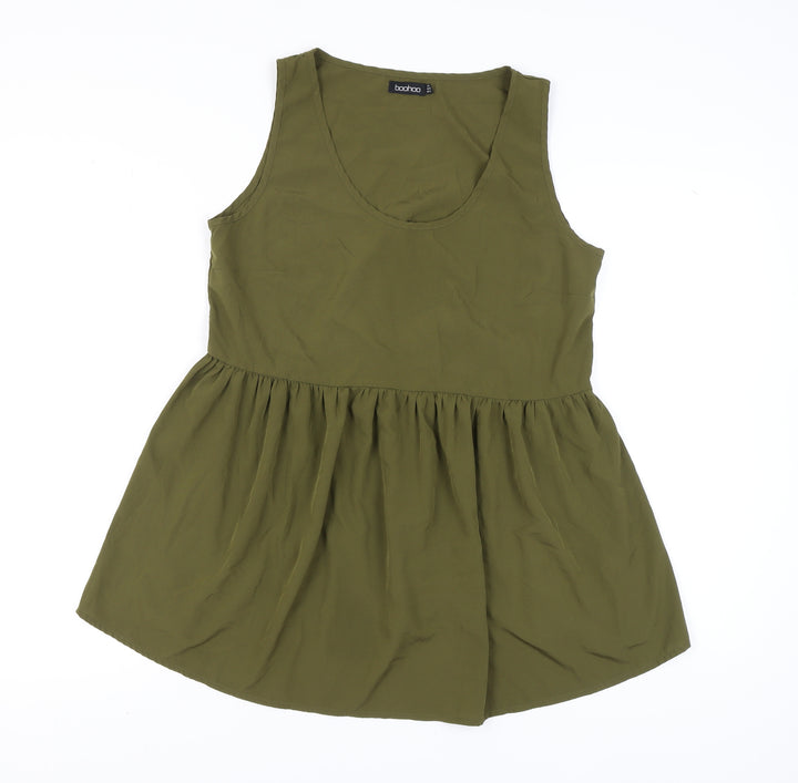 Boohoo Women’s Green Tunic Top, UK Size 10, Sleeveless