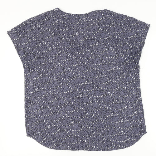 Adrianna Papell Women's Blue Animal Print Blouse L