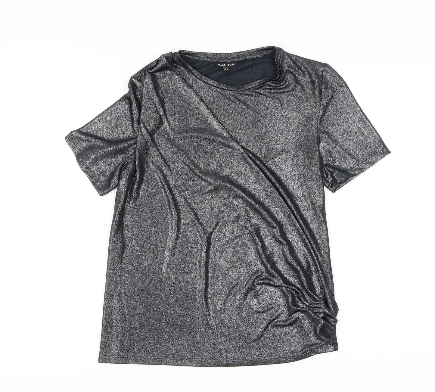 Warehouse Women's Silver Basic T-Shirt Size 10