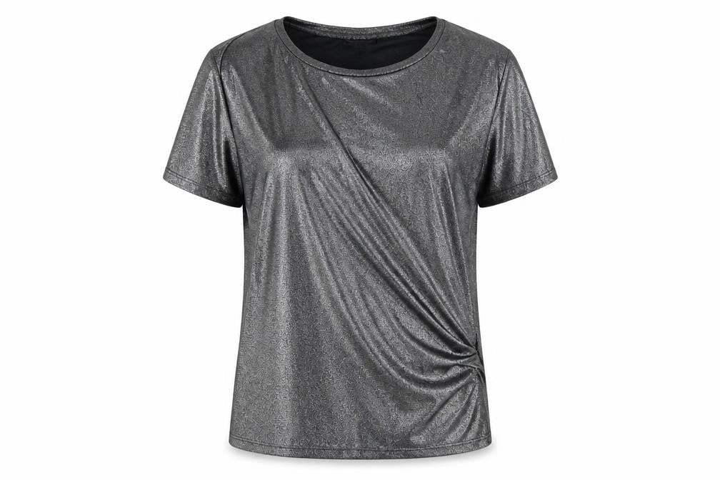 Front view of Warehouse Women's Silver Basic T-Shirt, size 10