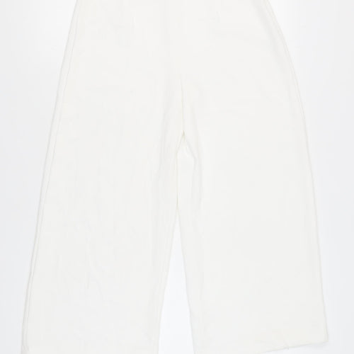 Zara Women's White Wide-Leg Trousers, Size M
