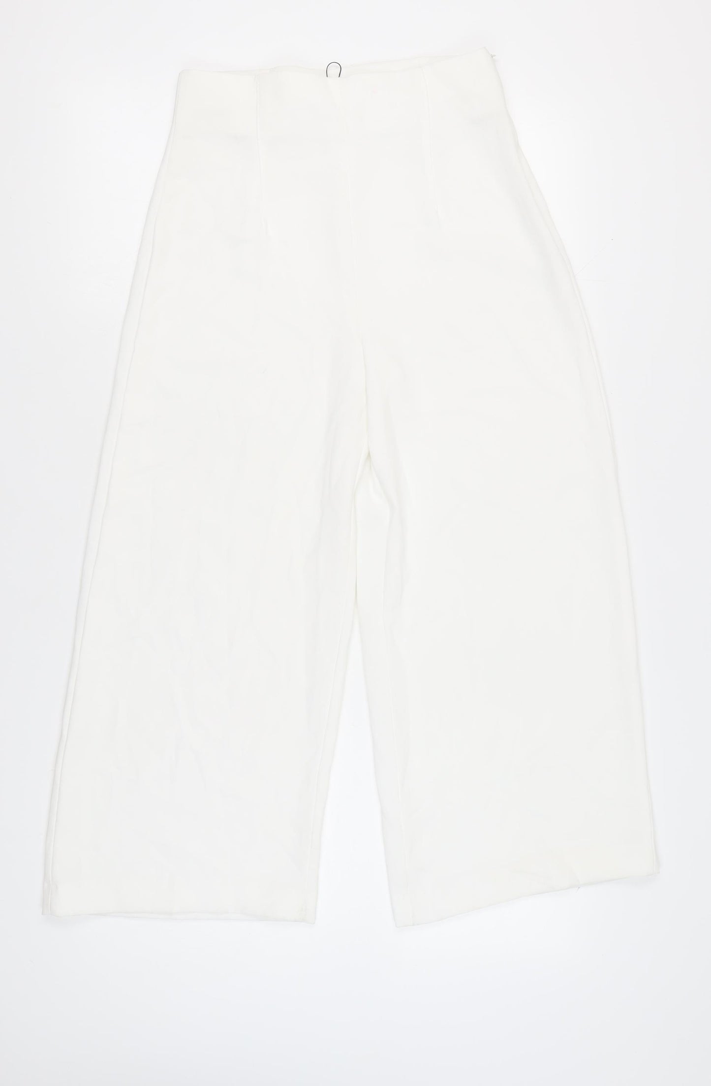 Zara Women's White Wide-Leg Trousers, Size M