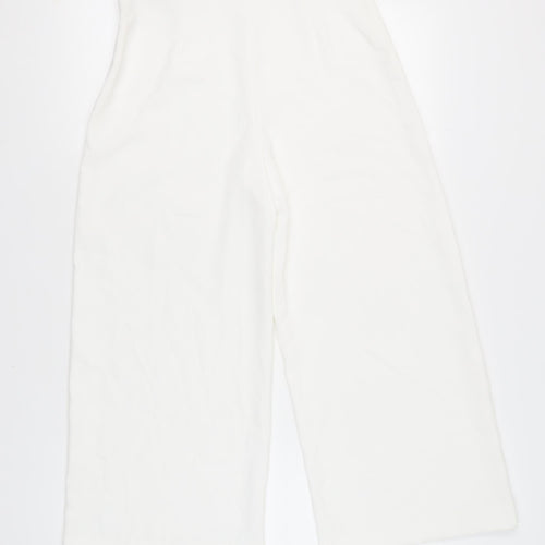 Zara Women's White Wide-Leg Trousers, Size M
