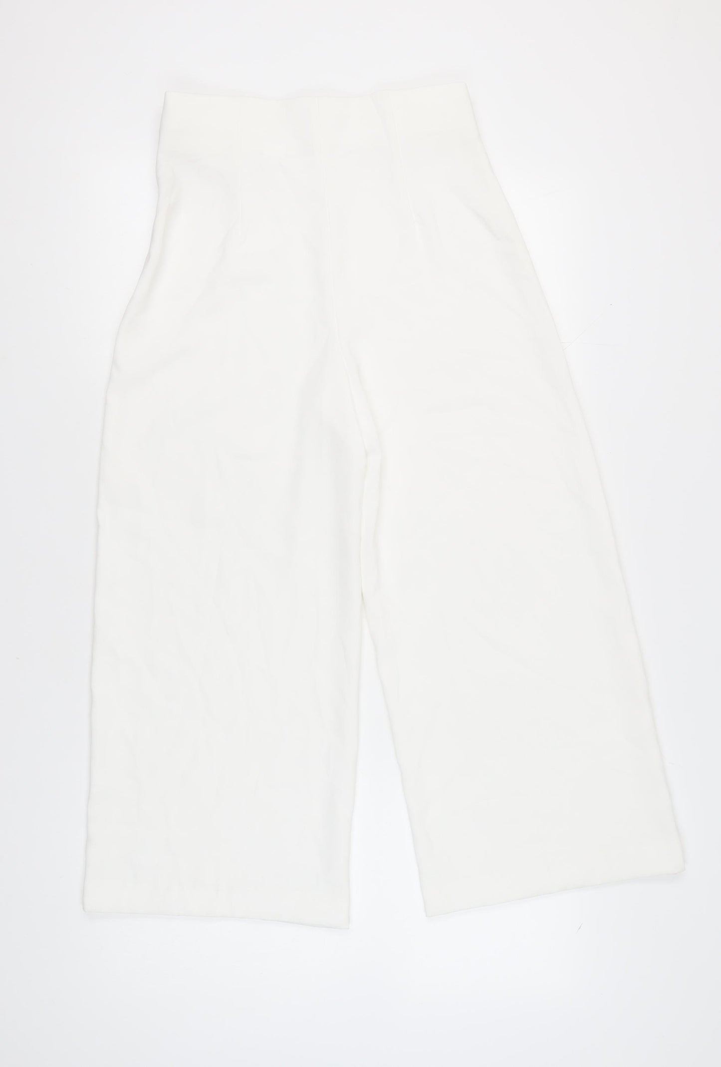 Zara Women's White Wide-Leg Trousers, Size M