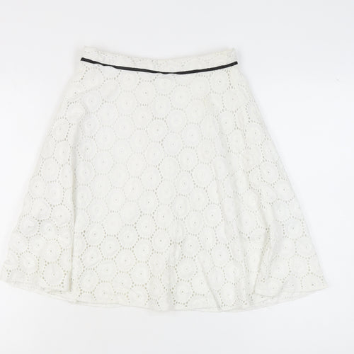 Topshop Women's White A-Line Lace Skirt, Size 10