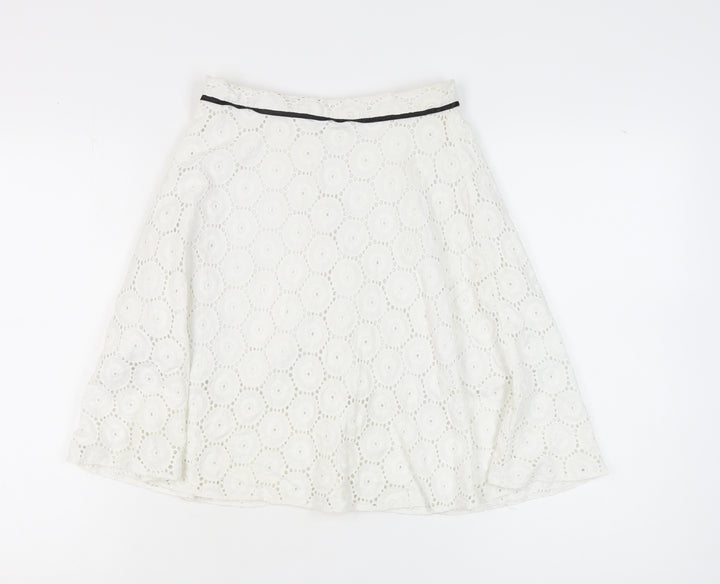 Topshop Women's White A-Line Lace Skirt, Size 10