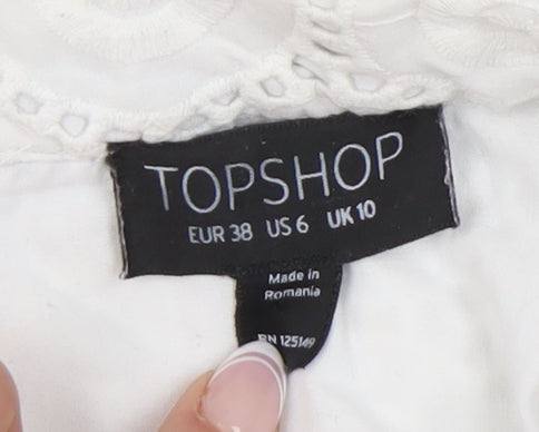 Topshop Women's White A-Line Lace Skirt, Size 10