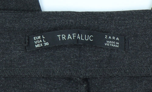 Zara Women Grey L Jersey Mid-Rise Leggings
