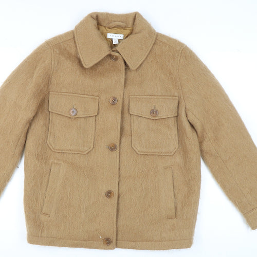 Topshop Women's Beige Mid-Length Button Jacket XS