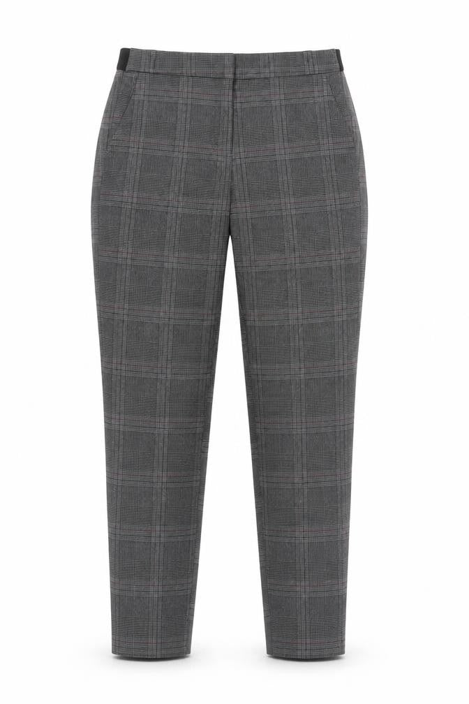 Front view of Zara Basic Grey Check Women's Trousers, size S