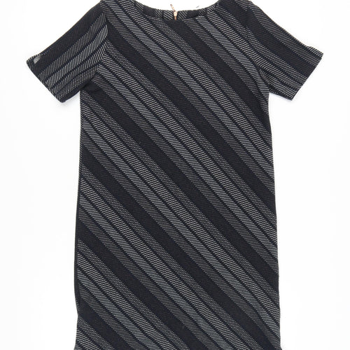 Next Women's Black Striped Shift Dress, Size 10