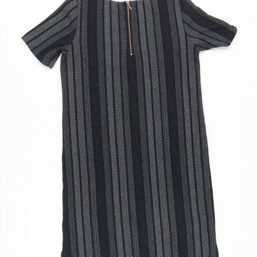 Next Women's Black Striped Shift Dress, Size 10