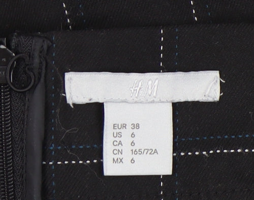 H&M Women's Black Check Skirt Size 10